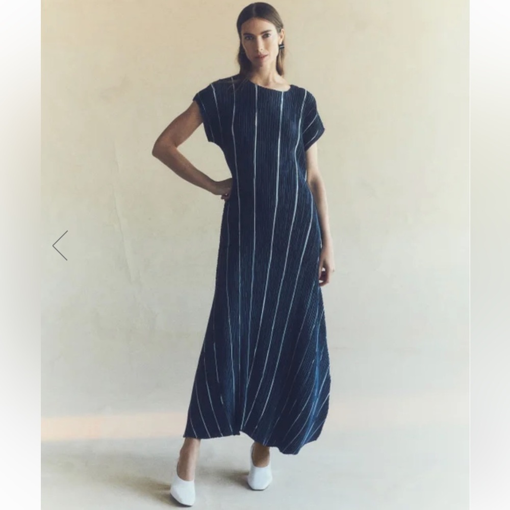 STRIPE PRINT RECYCLED POLY SATIN PLISSÉ DRESS
Style: MDEB6V-2A29
$1,298.00